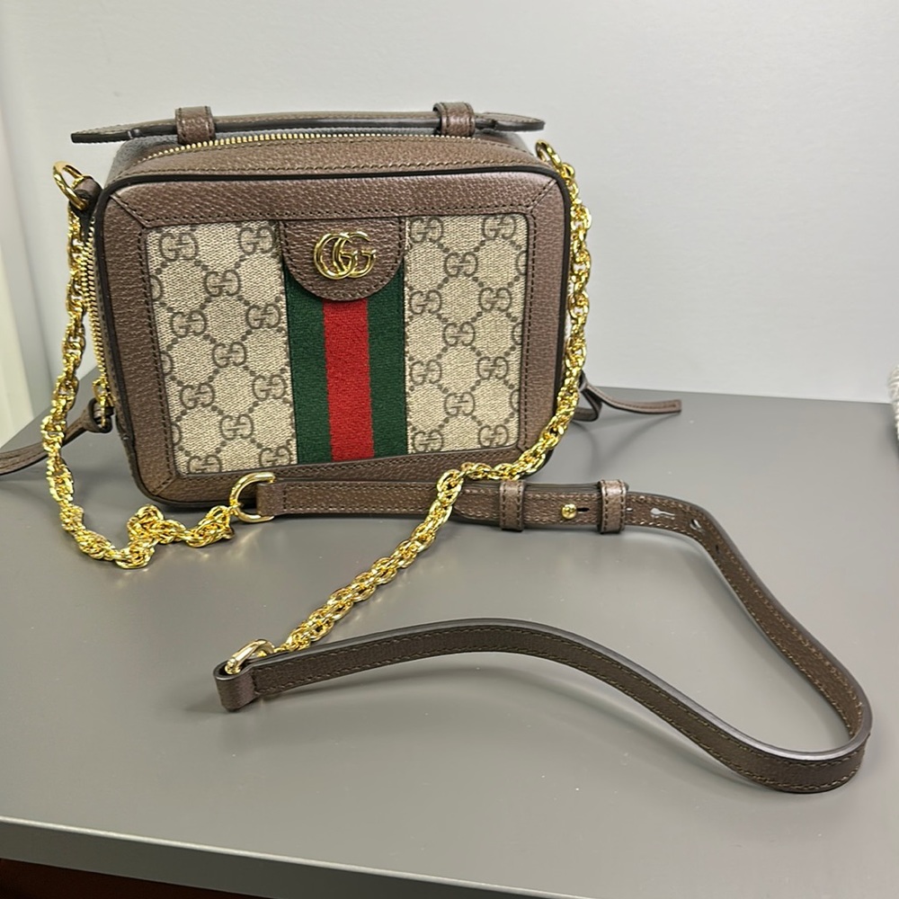 Gucci OPHIDIA SMALL SHOULDER BAG with gold chain